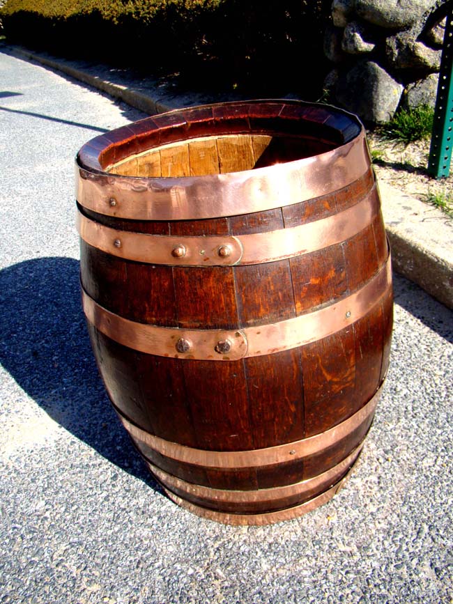 A rare 19th century copper bound oak barrel